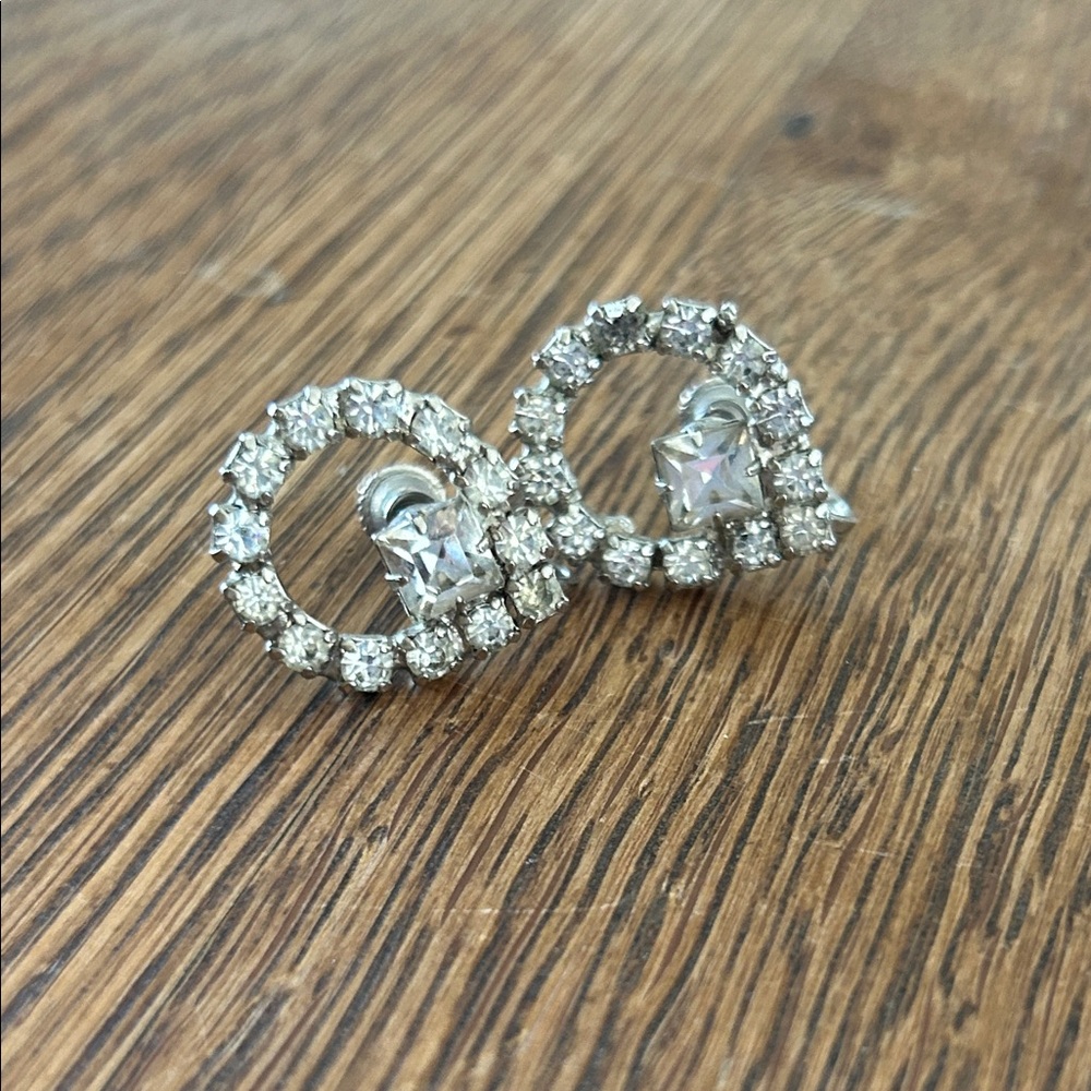 Vintage Crystal Screw Back Earrings